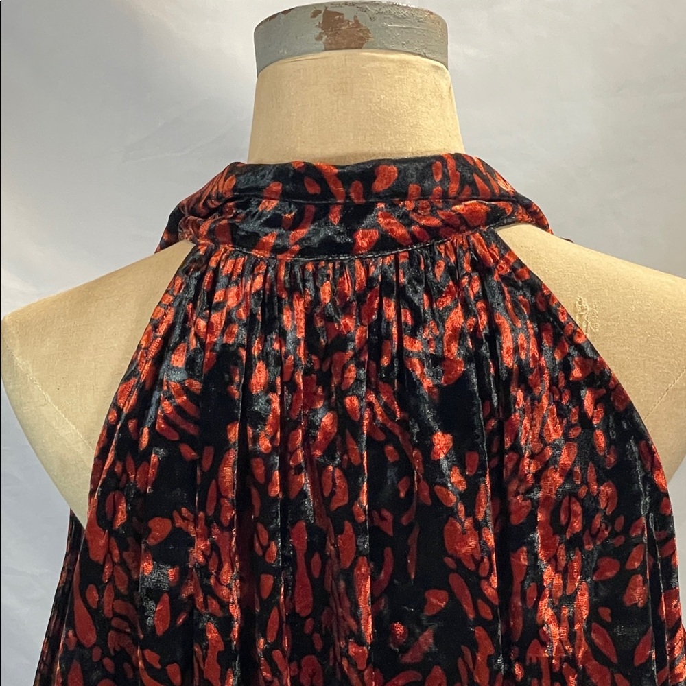 Free People Black and Rusty Orange Velvet Sleeveless Top - Picture 6 of 9